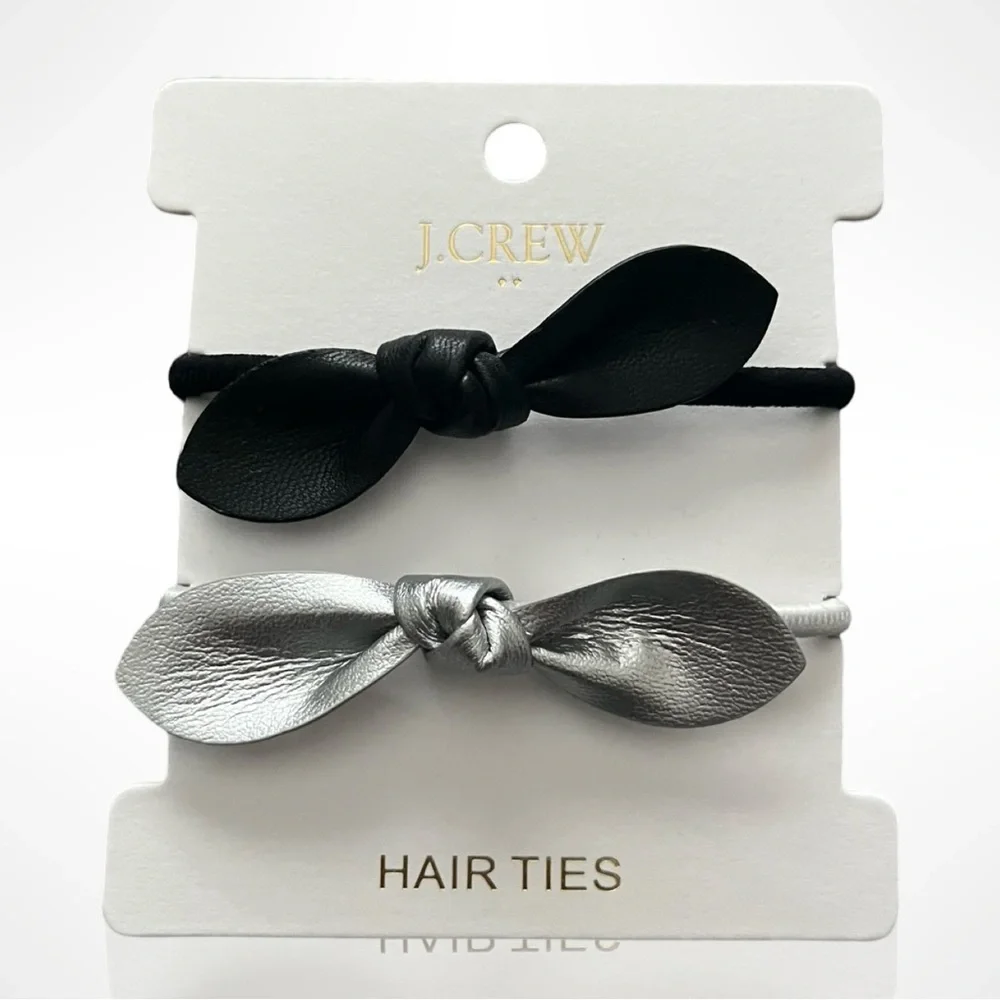 J.Crew Faux-leather bow hair ties ,elevated your hair style w this beautiful bow - Picture 2 of 3